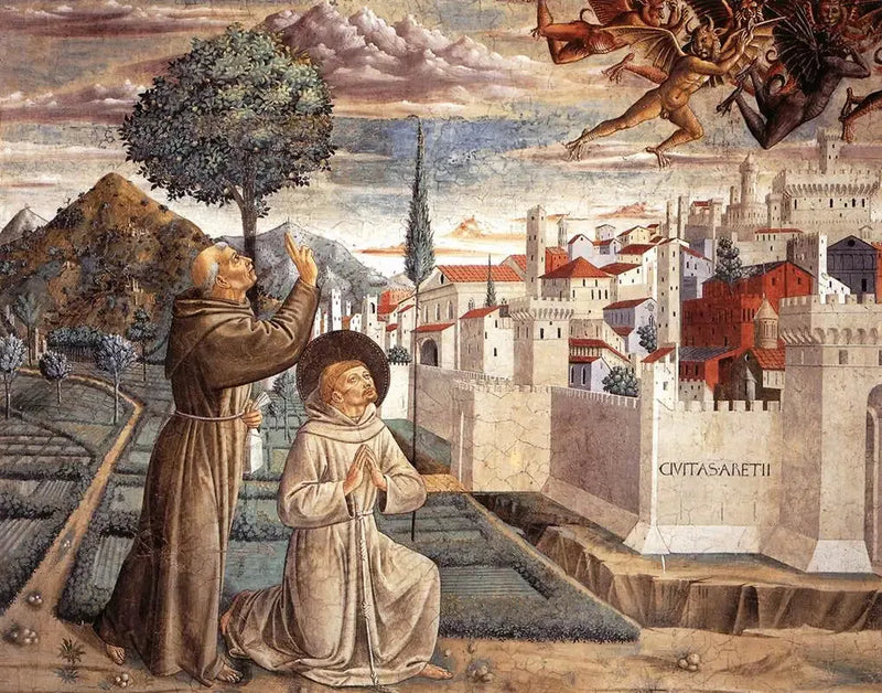 Pyhän Fransiska elämänkohtauksia (Kohtaus 6, pohjamuuri) - Benozzo Gozzoli