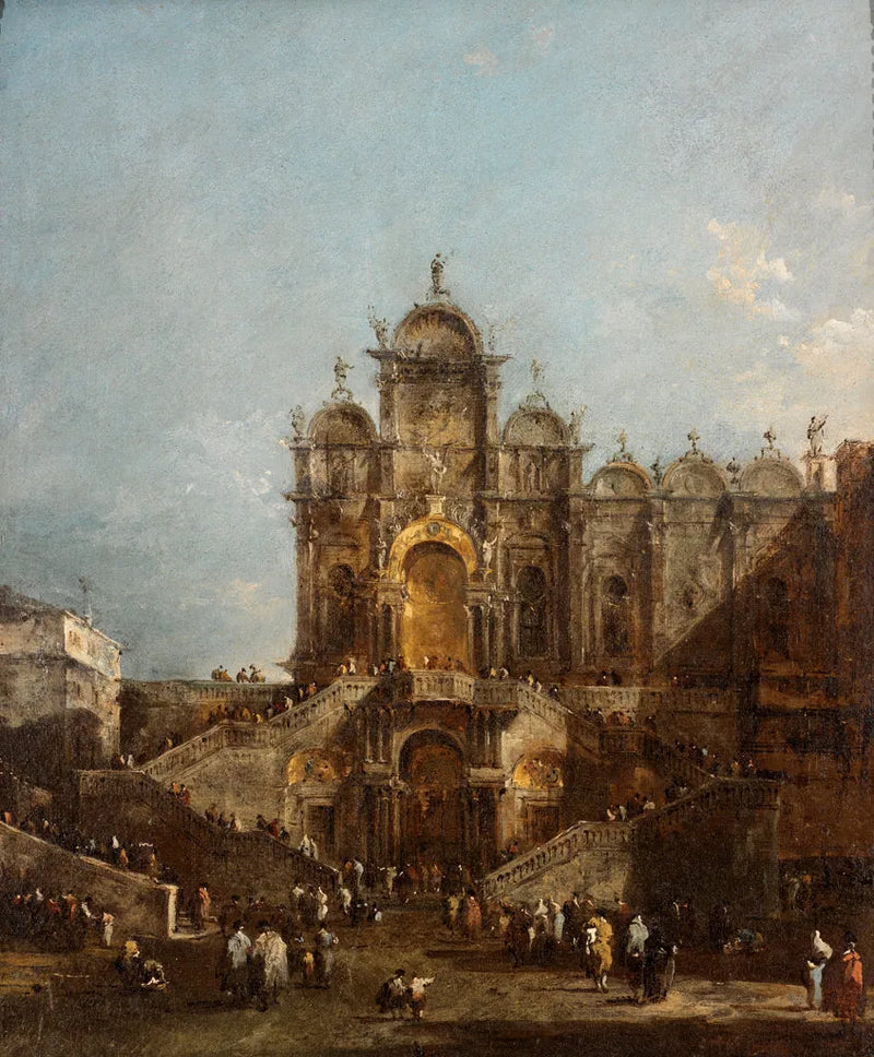 San Marco -koulu ja loggia, joka rakennettiin paavi Pius VI:n siunausta varten 19. toukokuuta 1782, Campo San Zanipolo - Francesco Guardi