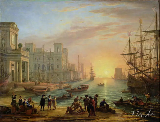 Seaport at Sunset - Claude Lorrain - Reproductions de tableaux et peintures haut de gamme