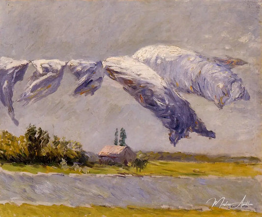 Séchage du linge, petit gennevilliers - Caillebotte - Reproductions de tableaux et peintures haut de gamme