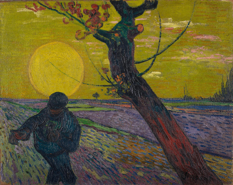 Aurinko laskevan viljelijän - Vincent van Gogh