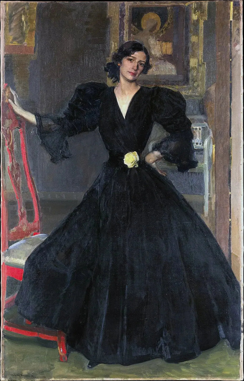 Sorolla'n rouva (Clotilde García del Castillo, 1865-1929) mustassa - Joaquín Sorolla