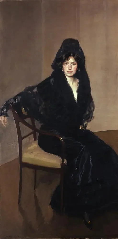 Sorollan rouva espanjalaisessa huivissa - Joaquín Sorolla