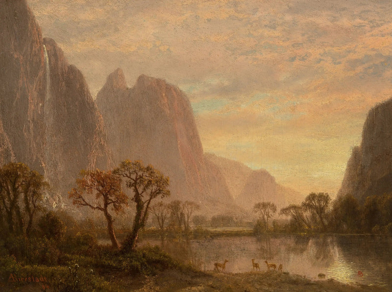 Sentinel Falls ja Cathedral Peaks Yosemite-laaksossa - Albert Bierstadt