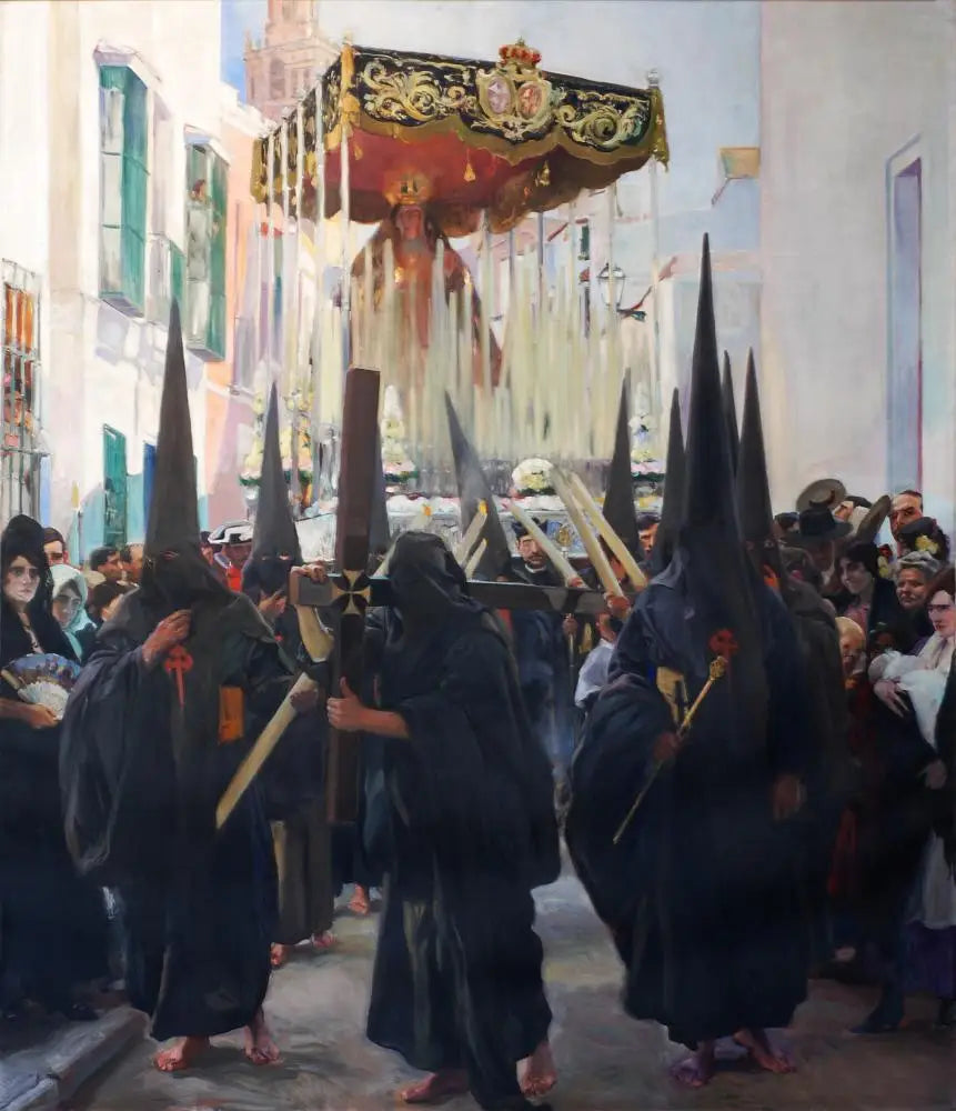 Reproduction du tableau « Séville, Semaine Sainte. Pénitents - Joaquín Sorolla » par Alpha Reproduction en peinture à l’huile