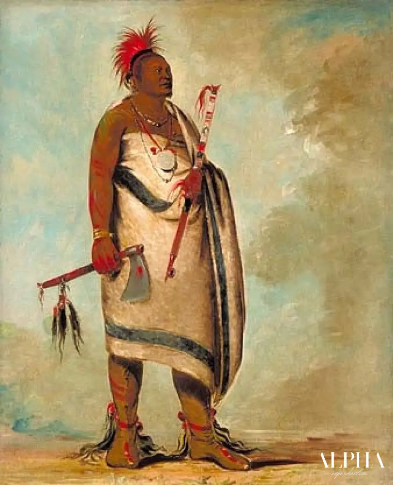 Shonka Sabe (Black Dog). Chief of the Hunkah division of the Osage tribe - George Catlin - Reproductions de tableaux et peintures haut de gamme