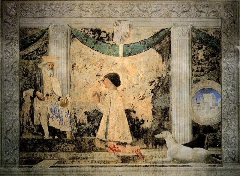 Sigismondo Pandolfo Malatesta rukouksessa pyhän Sigismundin edessä - Piero della Francesca