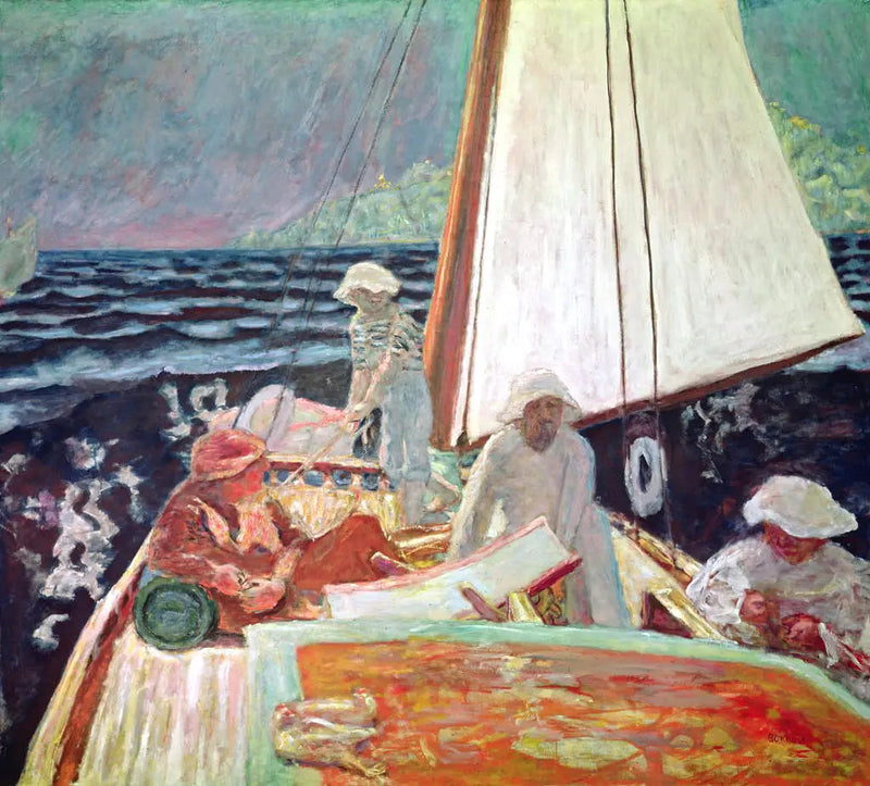 Signac ja hänen ystävänsä veneessä - Pierre Bonnard