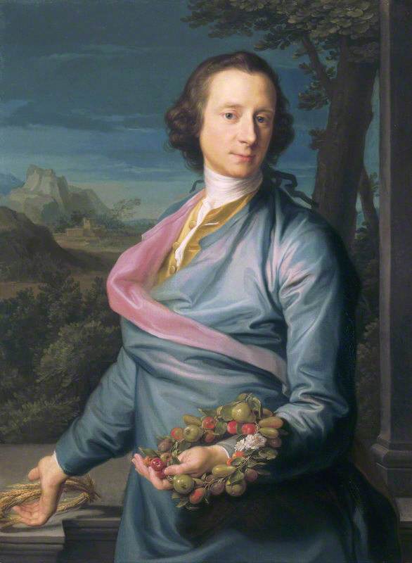 Sir Matthew Fetherstonhaugh, ensimmäinen baronetti, kansanedustaja (1714-1774) hedelmien ja maissin seppeleiden kanssa - Pompeo Batoni