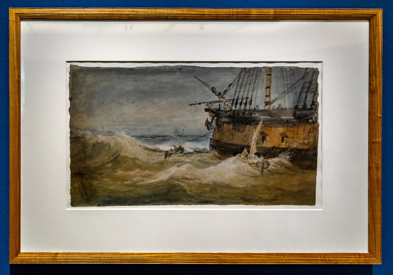 Pienet veneet sotalaivan vieressä - J. M. W. Turner
