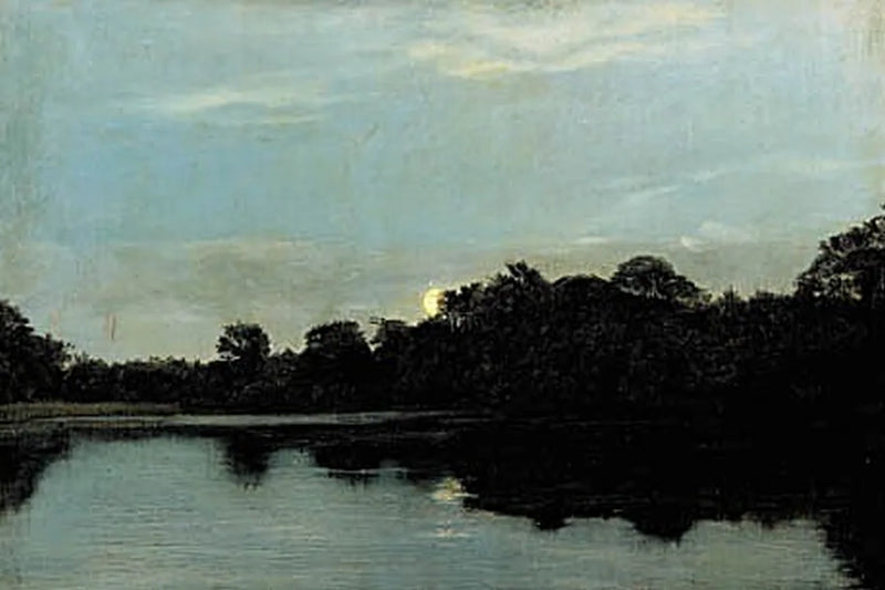 Yökerho järven rannalla kuutamossa. - Carl Heinrich Bloch