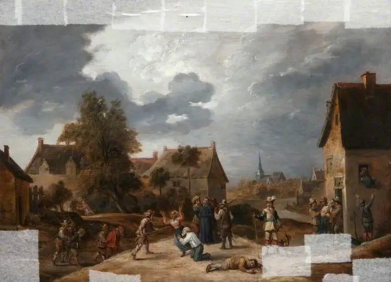 Sotilaat katsovat kylää - David Teniers nuorempi