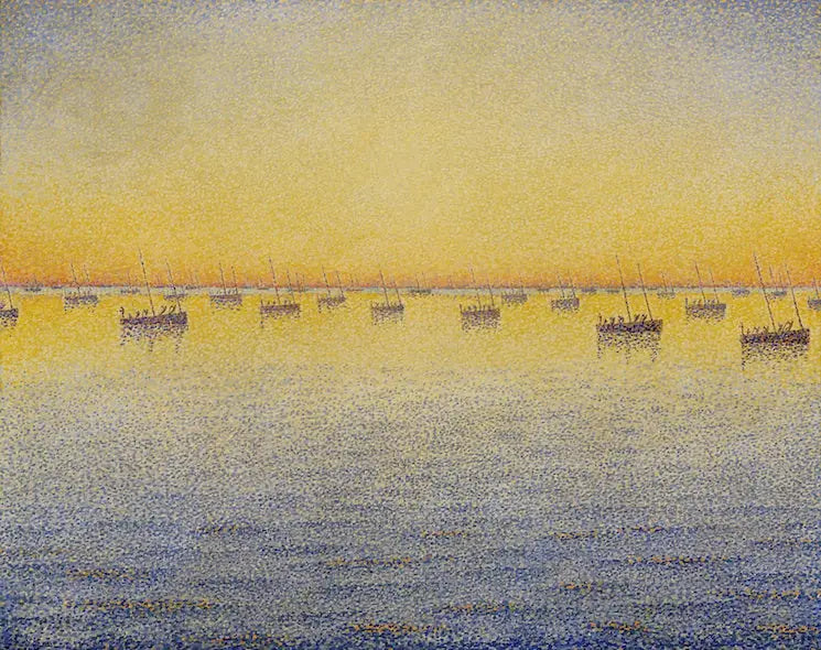 Auringonlasku, sardellin kalastus, Concarneau - Paul Signac