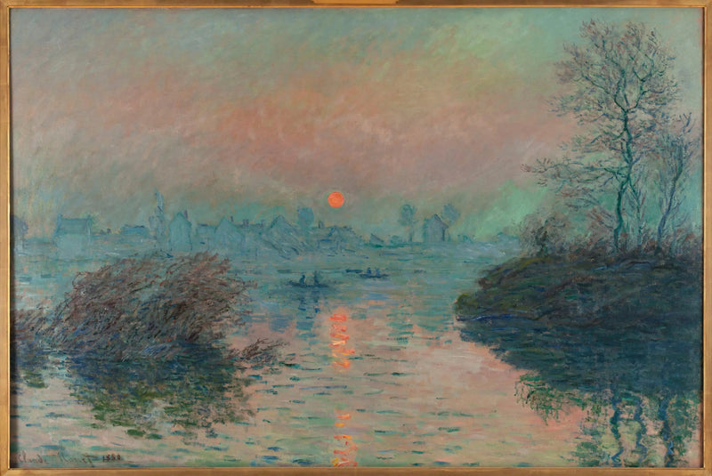 Auringonlasku Seinessä Lavacourtissa, talviefekti - Claude Monet