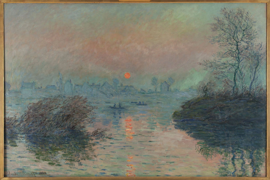 Auringonlasku Seinessä Lavacourtissa, talviefekti - Claude Monet