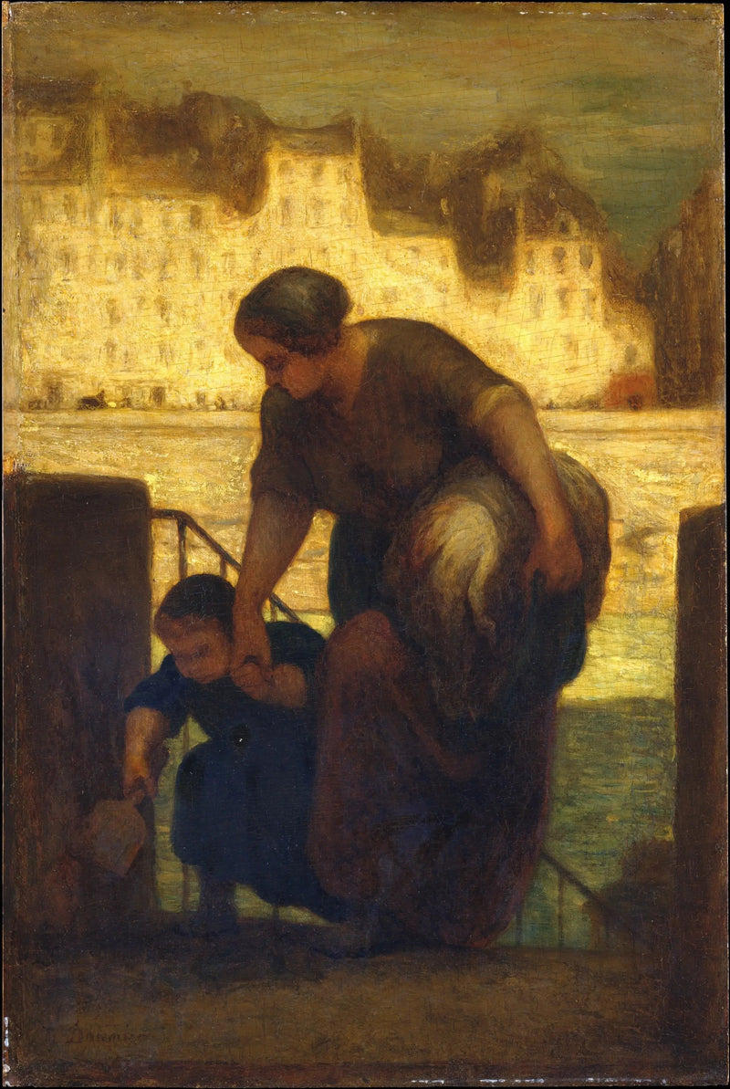Pesukoneen poistuminen - Honoré Daumier