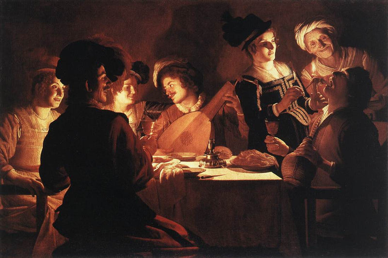 Illallinen huilupelaajan kanssa - Gerrit van Honthorst