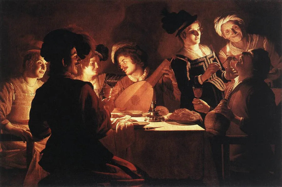 Illallinen huilupelaajan kanssa - Gerrit van Honthorst