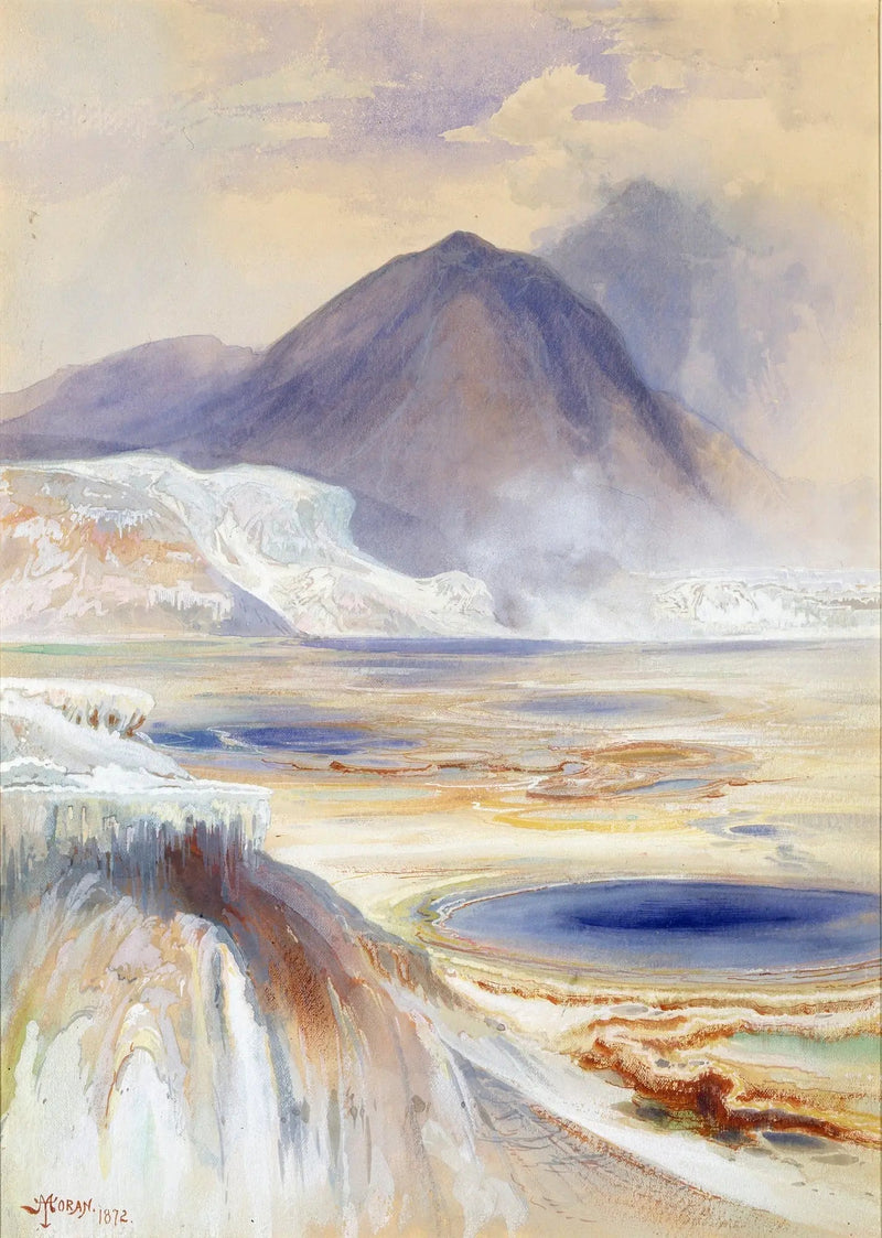 Termostaattiset lähteet Mammothista, Yellowstone - Thomas Moran
