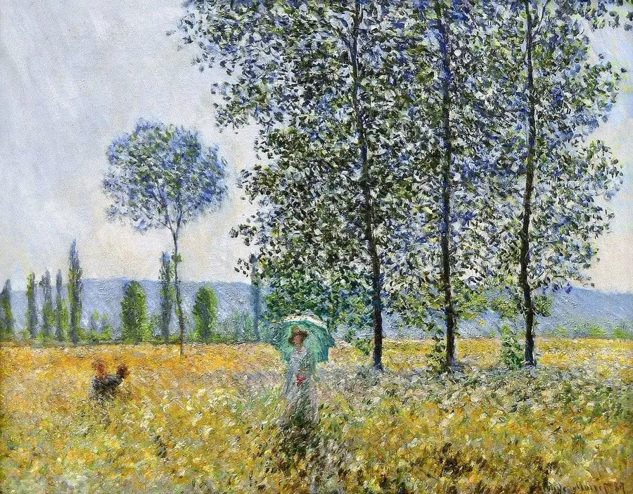 Poppelien alla, auringonvaloefekti - Claude Monet