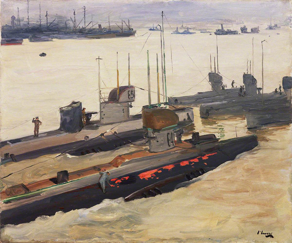 Brittiläiset miinanraivaussukellusveneet, Harwich - John Lavery