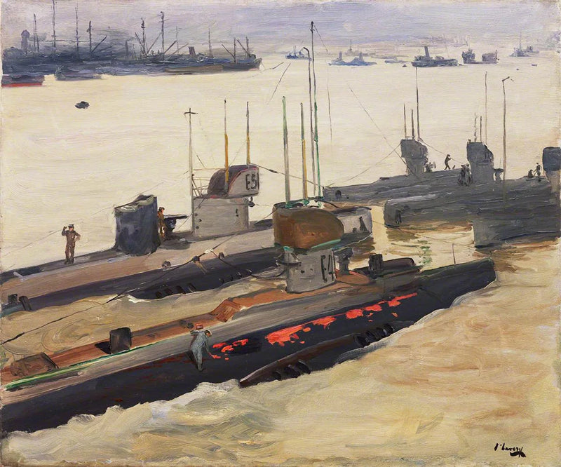 Brittiläiset miinanraivaussukellusveneet, Harwich - John Lavery