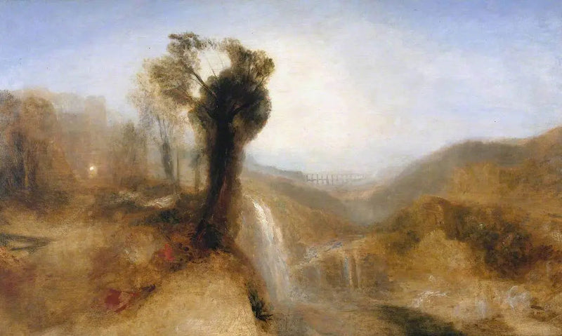 Eteläinen maisema akveduktin ja vesiputouksen kanssa - J. M. W. Turner