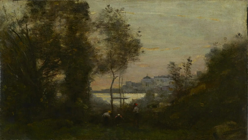 Ville-d'Avrayn muisto, auringonlasku - Jean-Baptiste Camille Corot