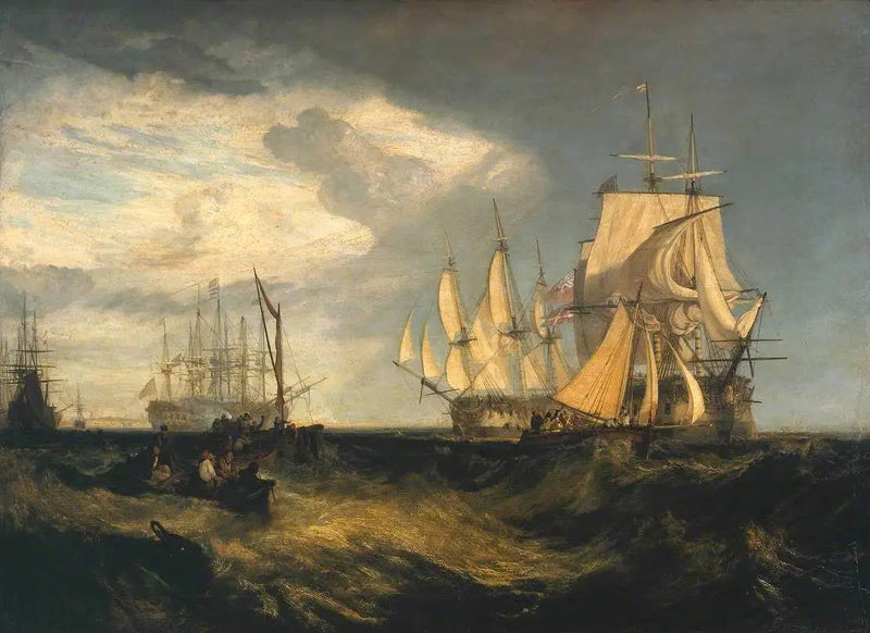 Spithead: Kaksi vangittua tanskalaisalusta saapuu Portsmouthin satamaan - J. M. W. Turner