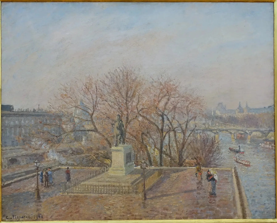 Henri IV:n patsas, aamu, talviaurinko - Camille Pissarro
