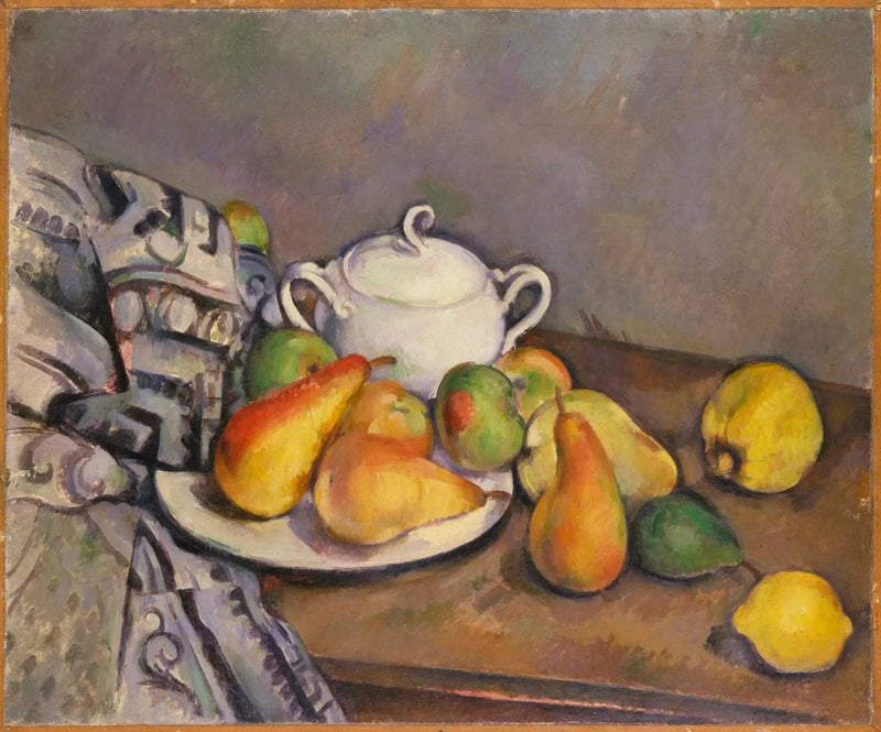 Sokerikko, päärynät ja matto - Paul Cézanne