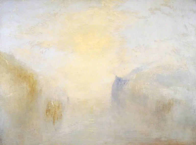 Auringonnousu, veneen kanssa niemen välissä - J. M. W. Turner