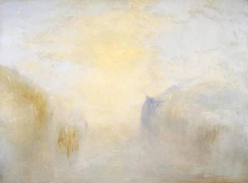 Auringonnousu, veneen kanssa niemen välissä - J. M. W. Turner
