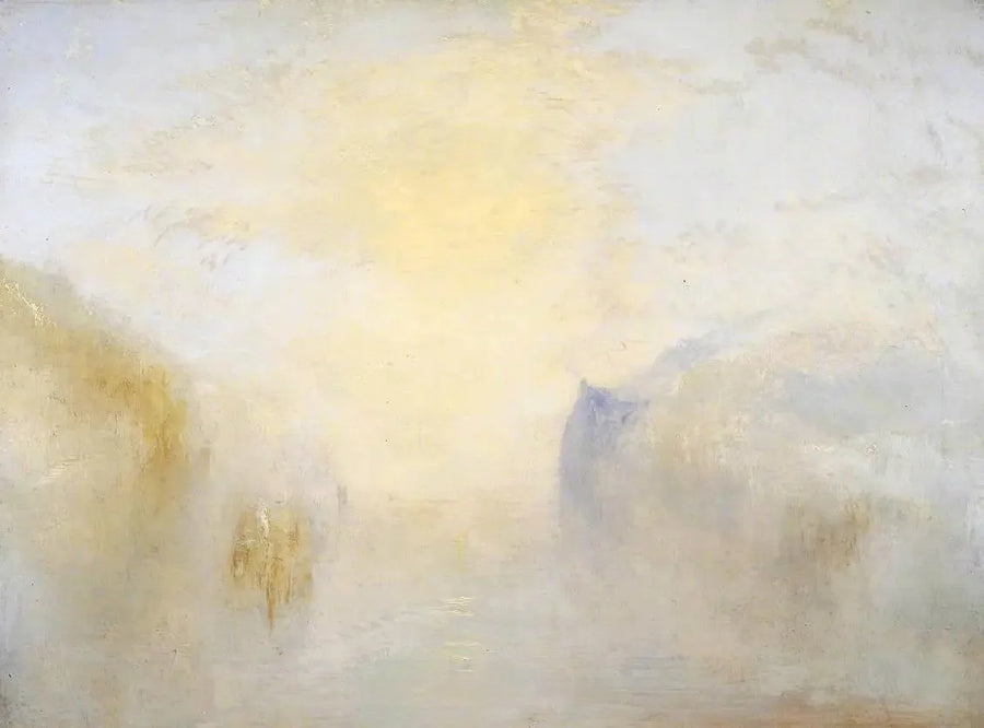 Auringonnousu, veneen kanssa niemen välissä - J. M. W. Turner