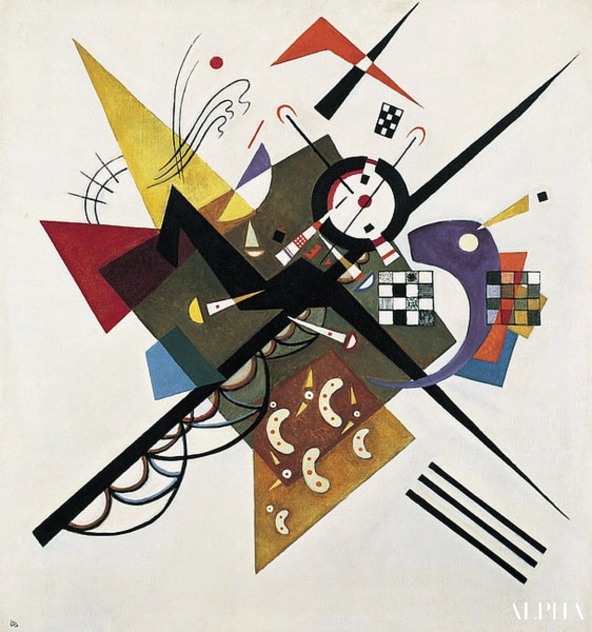 Sur blanc II - Vassily Kandinsky - Korkealaatuiset taulujen ja maalauksien reproduktiot