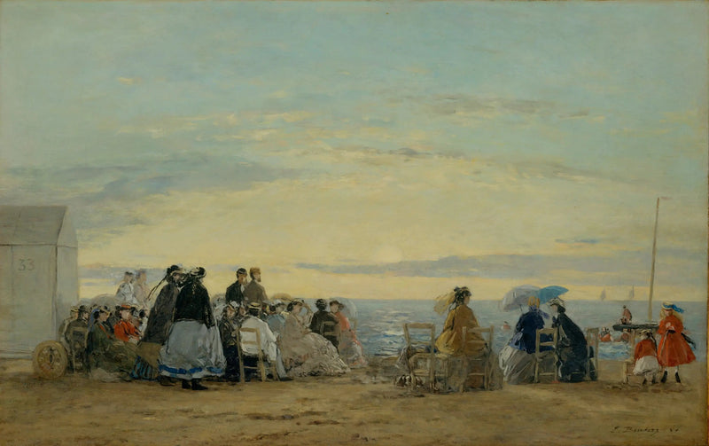 Rannalla, auringonlasku - Eugène Boudin