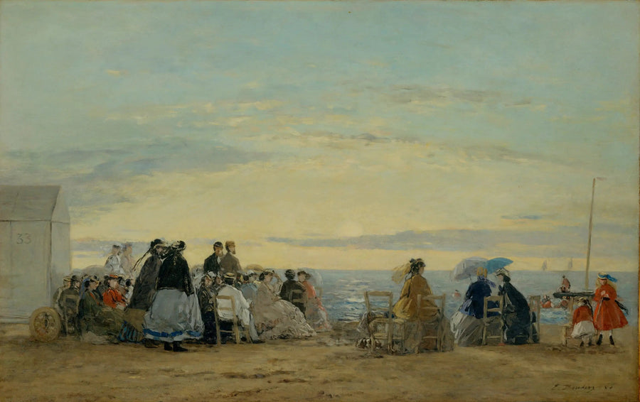 Rannalla, auringonlasku - Eugène Boudin