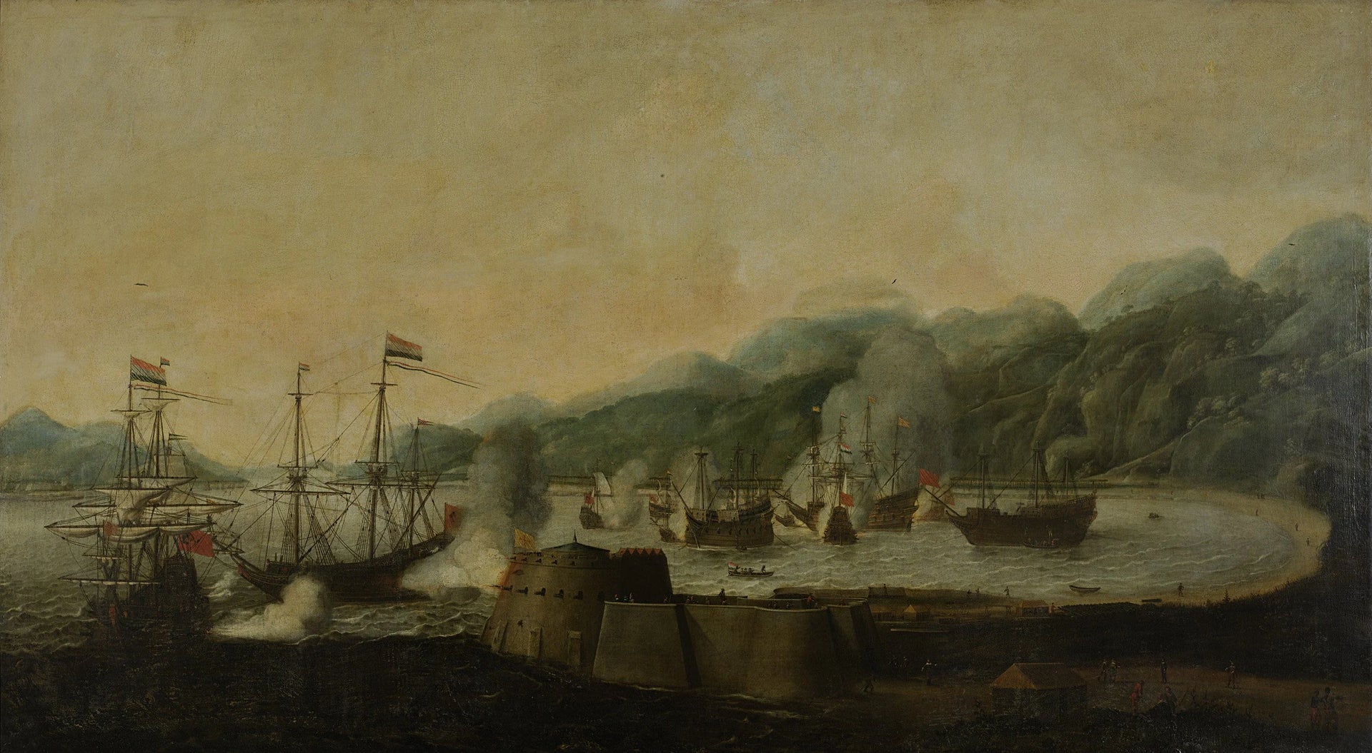 La surprise de trois galions portugais dans la baie de Goa, le 30 septembre 1639 - Hendrick van Anthonissen