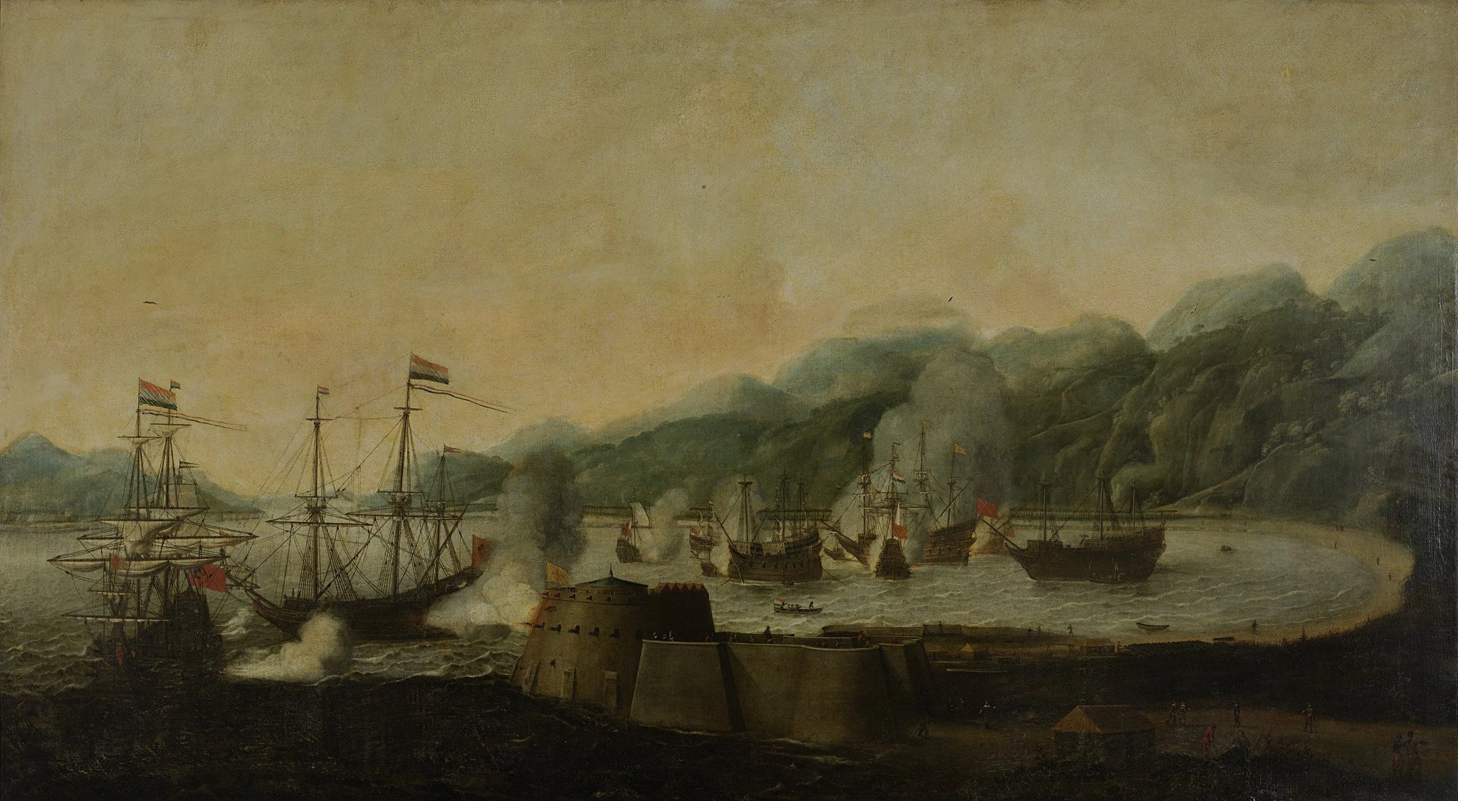 La surprise de trois galions portugais dans la baie de Goa, le 30 septembre 1639 - Hendrick van Anthonissen
