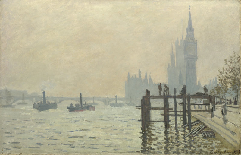Thames alavirtaan Westminster W166:sta - Claude Monet