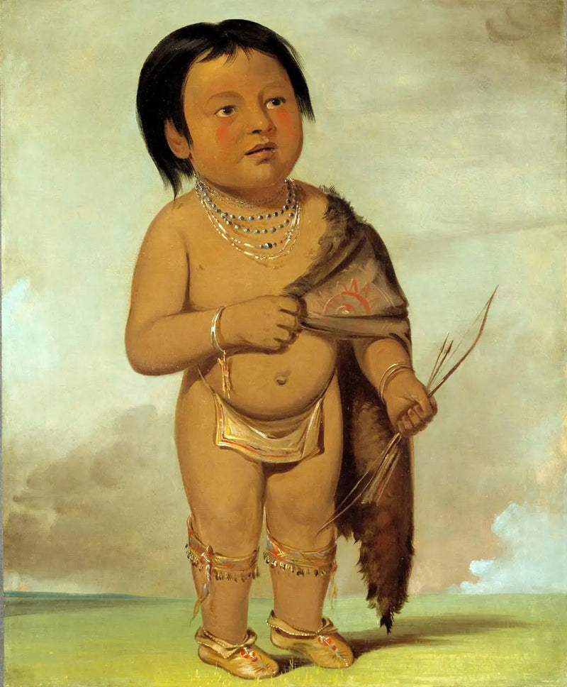 Tcha-aés-ka-ding, pojanpoika Buffalo Bull's Back Fatista - George Catlin