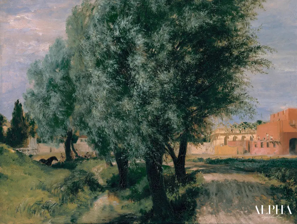 Terrain à bâtir avec des saules - Adolph von Menzel - Reproductions de tableaux et peintures haut de gamme