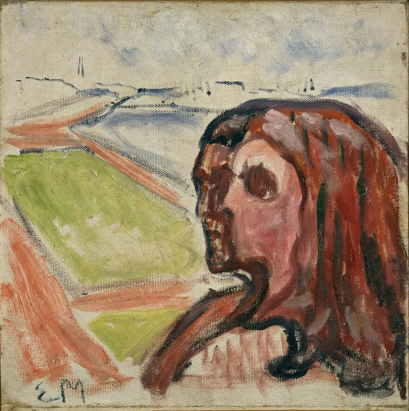 Pää vastakkain maisemassa - Edvard Munch