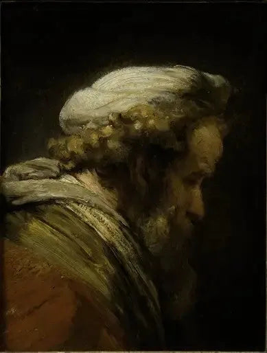 Miehen pää turbaanissa - Rembrandt