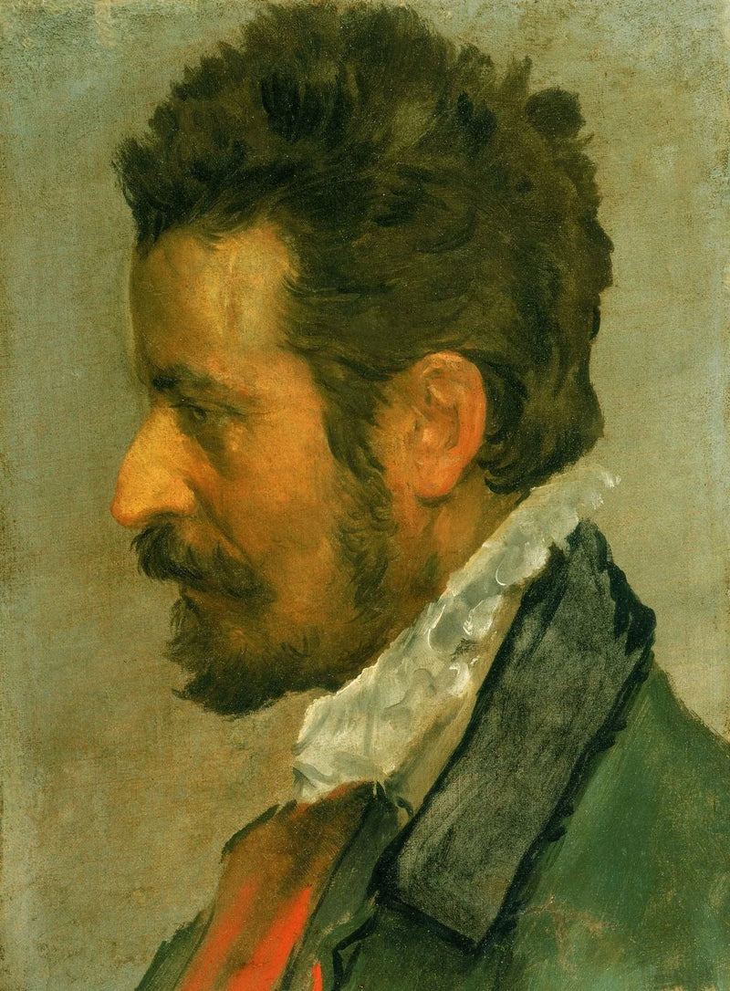 Miehen pää sivuprofiilista - Annibale Carracci