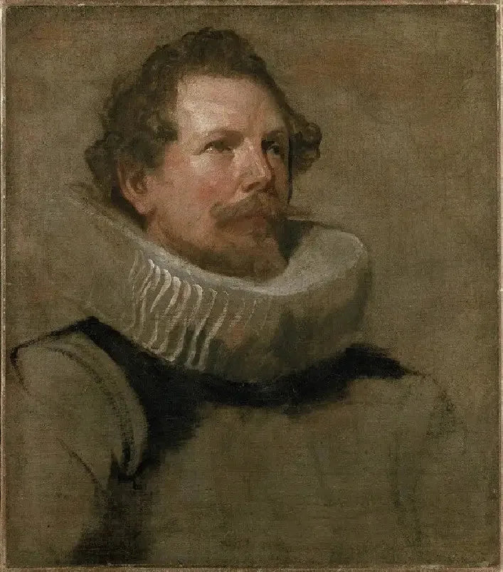 Partaista miehen päätä, jolla on hammasratas - Antoine van Dyck