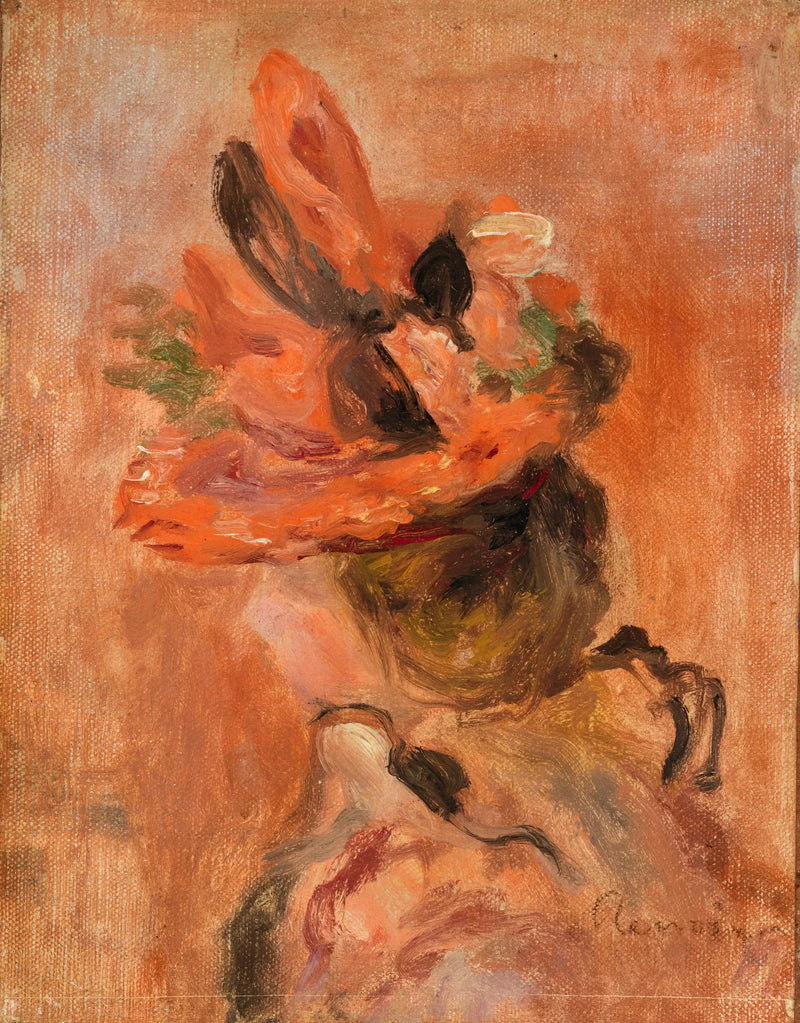 Naisen pää punaisessa hatussa - Pierre-Auguste Renoir