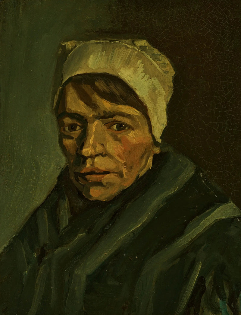Maatilan naisen pää valkoisessa myssyssä - Vincent van Gogh