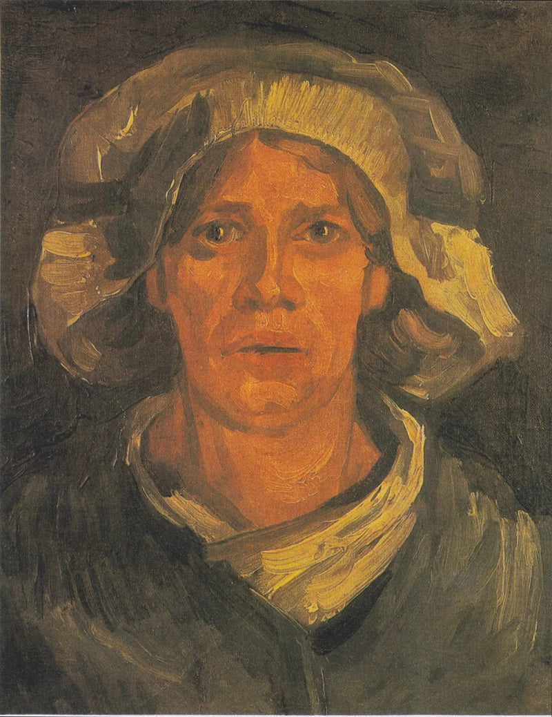 Maatilan naisen pää valkoisessa myssyssä - Vincent van Gogh