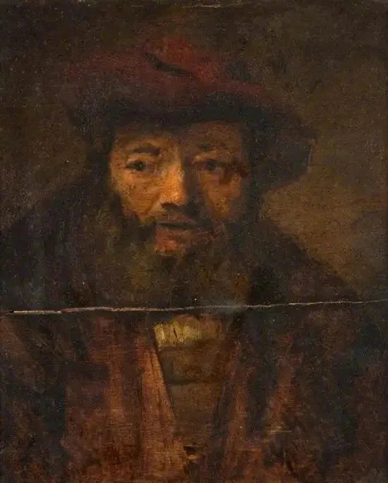 Partaista miehen pää - Rembrandt